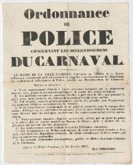 1 vue - Ordonnance de police concernant les divertissemens du Carnaval (ouvre la visionneuse)