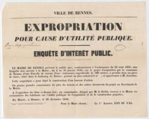 1 vue - 1M55 - Expropriation pour cause d\'utilité publique : enquête d\'intérêt public (ouvre la visionneuse)