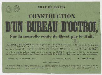 1 vue - 1M59 - Construction d\'un bureau d\'octroi sur la nouvelle route de Brest par le Mail (ouvre la visionneuse)