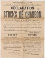 1 vue - 5H107 - Déclaration des stocks de charbon : rapport au Président de la République française (ouvre la visionneuse)