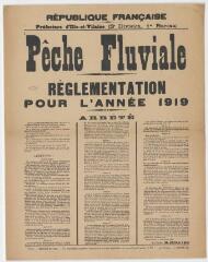 1 vue - I68 - Pêche fluviale, règlementation pour l\'année 1919 (ouvre la visionneuse)